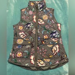 Floral print puffer vest